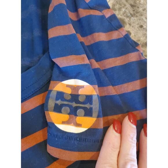 Tory Burch striped Pima cotton t shirt lightweight with Logo! Medium - Picture 3 of 6